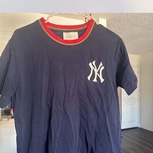 Gucci Navy Tee with Red and Green Trim and White NY Logo